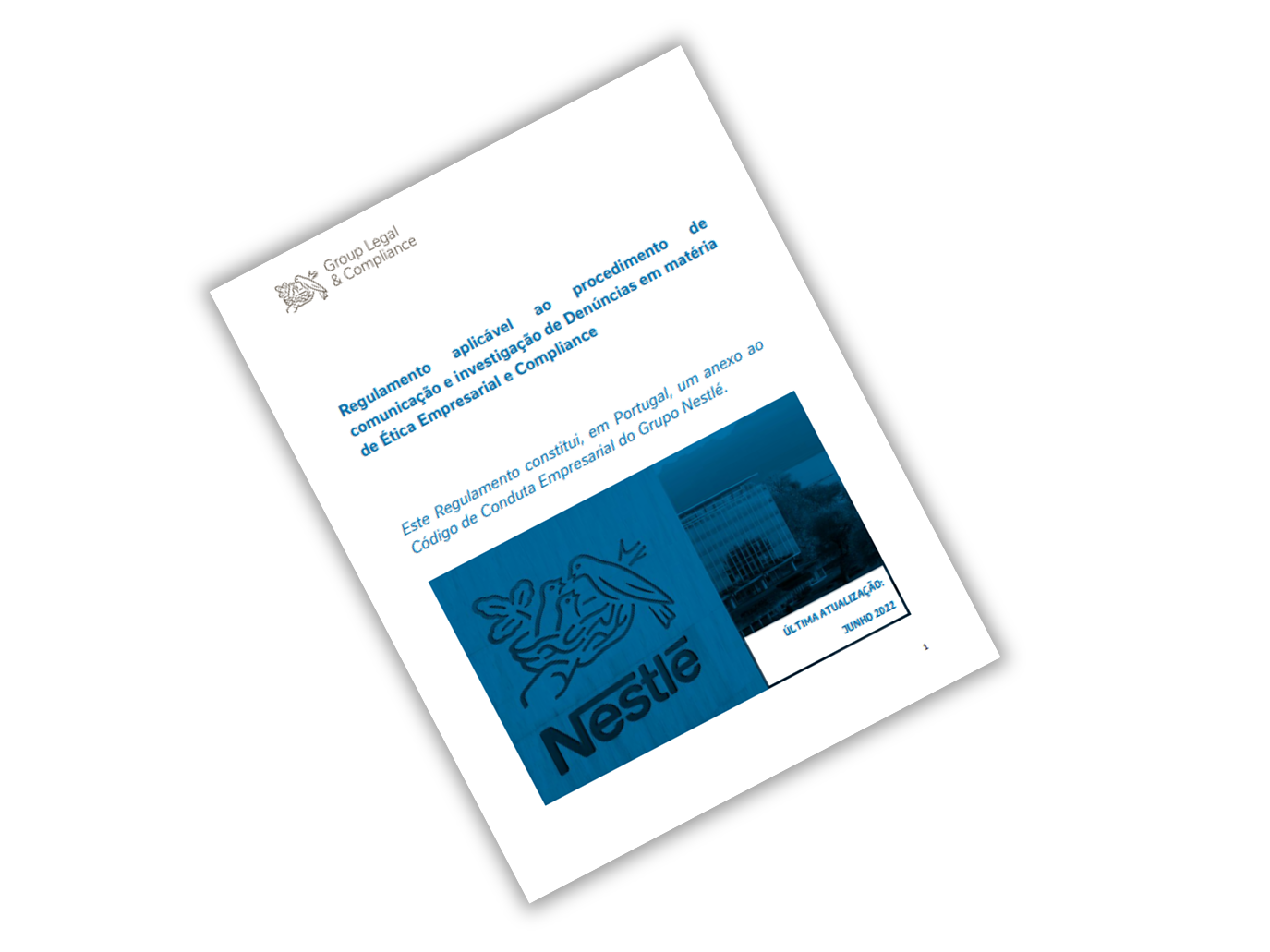Capa do Regulamento de comunicação e investigação de Denúncias em matéria de Ética Empresarial e Compliance