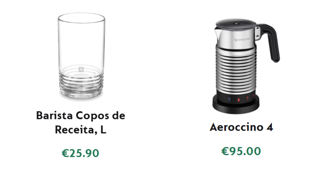 Produtos barista nespresso