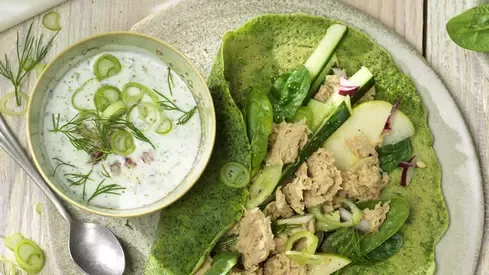 Crepe verde com VUNA