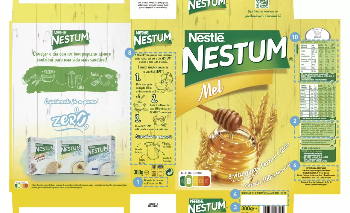 Exemplo de informação obrigatória no rótulo NESTUM Mel