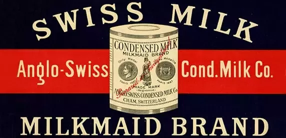 Publicidade de leite condensado da marca Milkmaid
