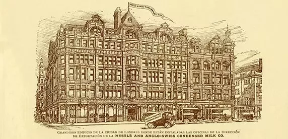 Edifício de vendas da Nestlé & Anglo-Swiss Milk Company em Londres, no Reino Unido