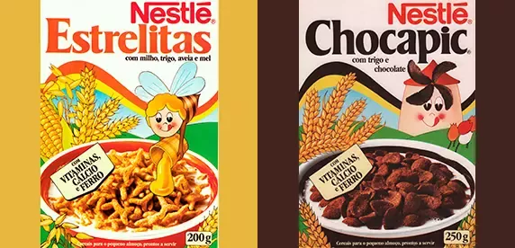 Embalagens de ESTRELITAS e CHOCAPIC em 1986