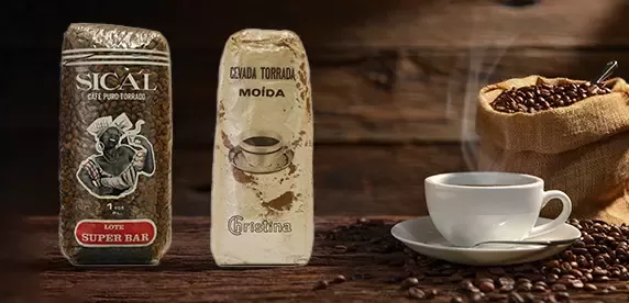 Embalagens de cafés SICAL e CHRISTINA em 1987