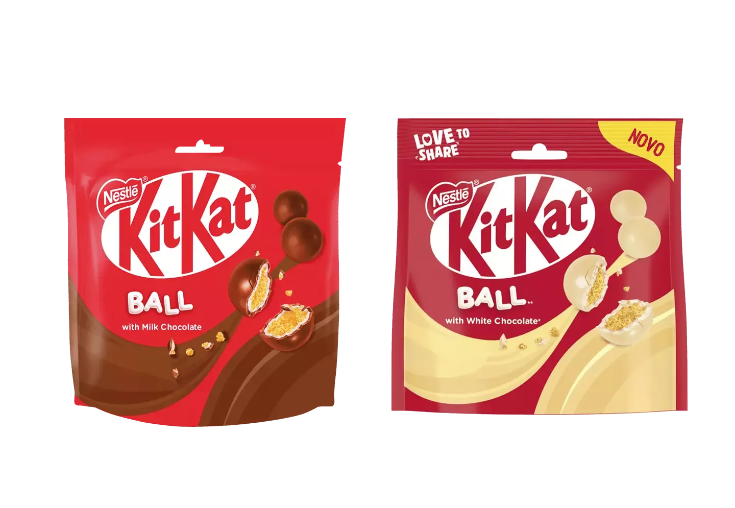 Pacote KITKAT BALL chocolate de leite e chocolate branco