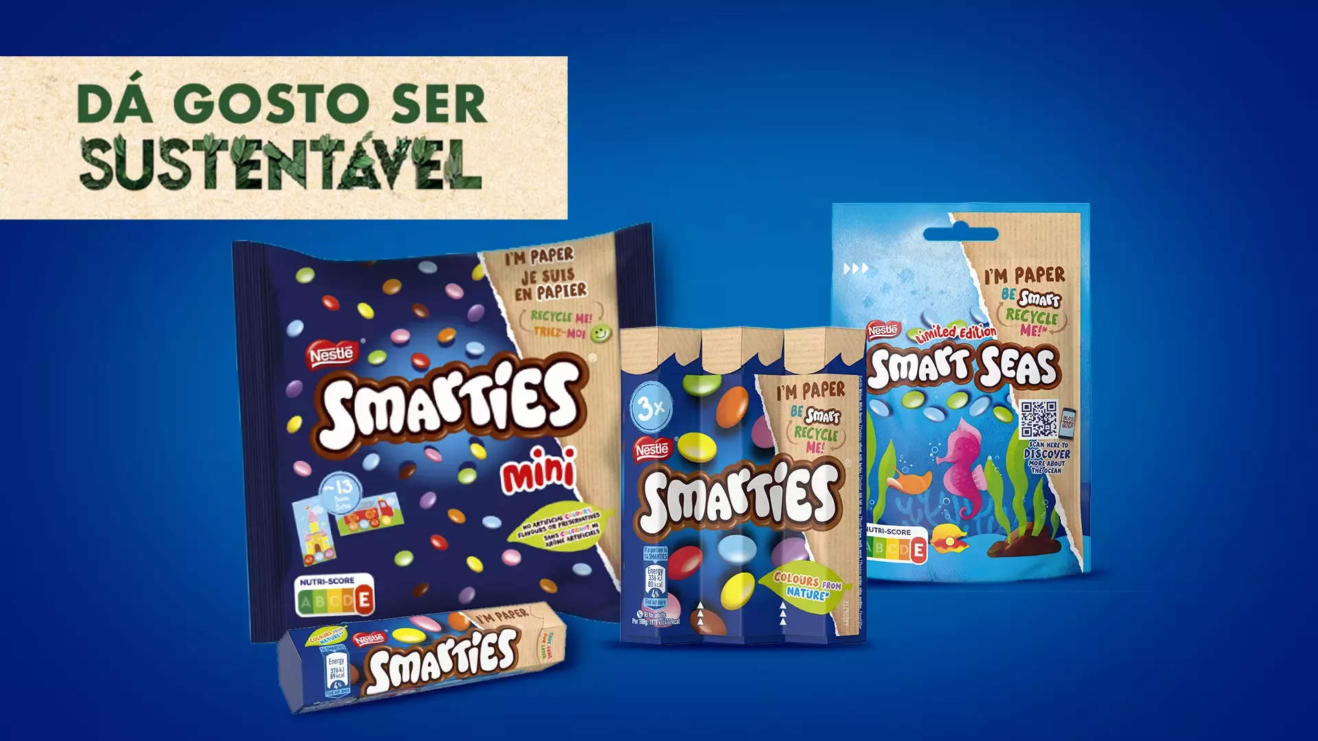 Várias embalagens de SMARTIES coloridas