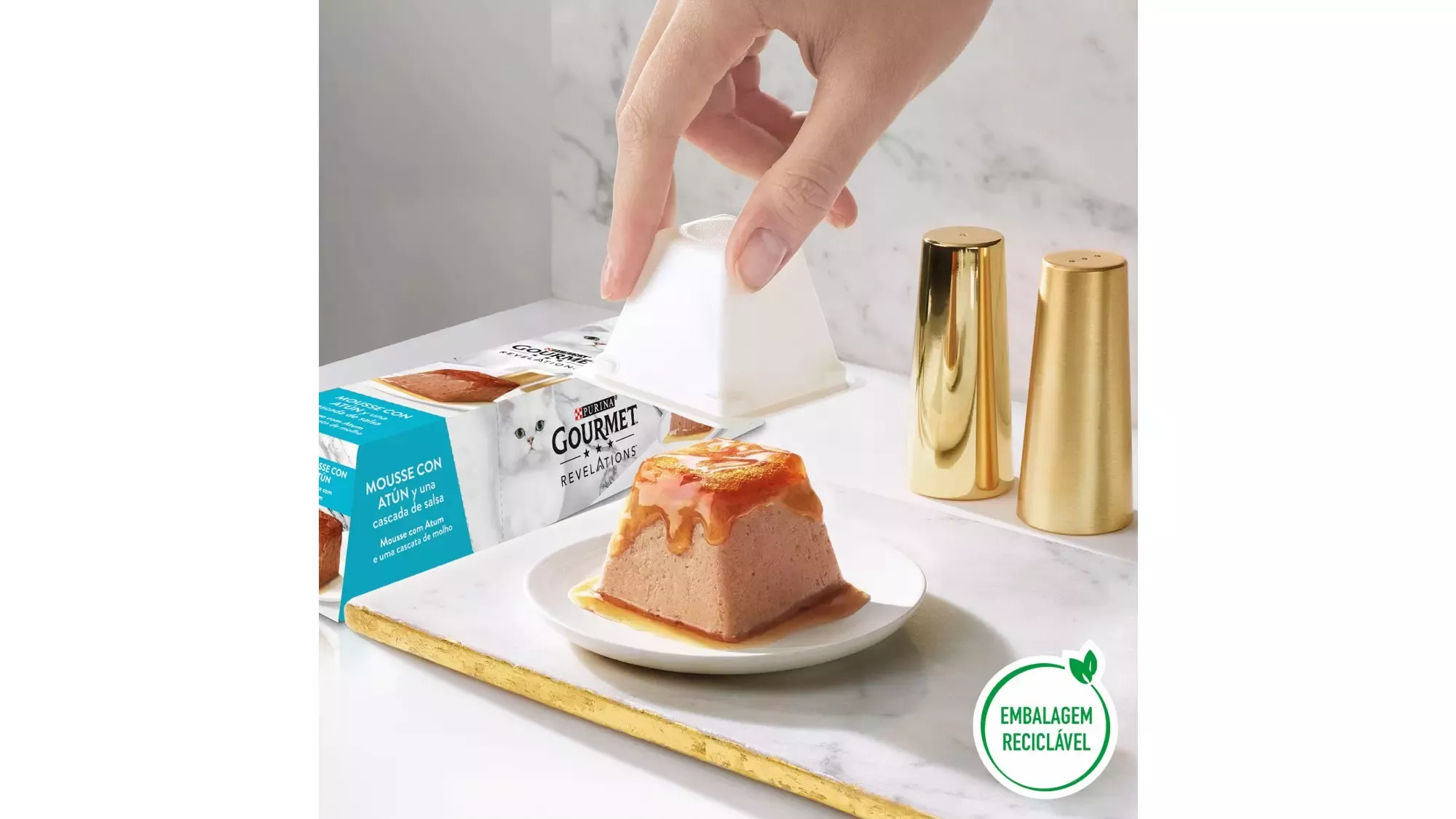 GOURMET Revelations com deliciosa cascata de molho e embalagem reciclável