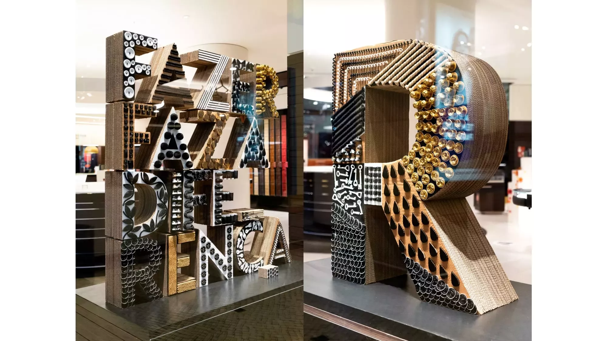 Montra Nespresso com materiais reciclados e reutilizados
